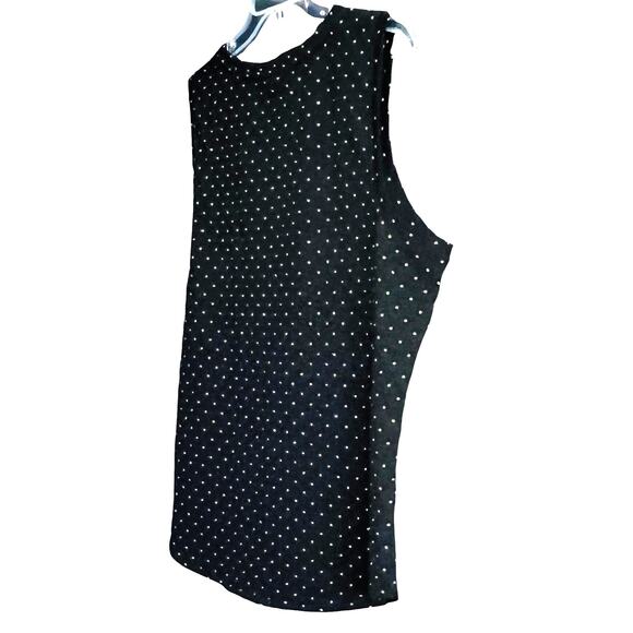 CROFT & BARROW SLEEVELESS ROUND NECK TOP, WOMENS, XXL, BLACK W/ WHITE POLKA DOTS - Picture 6 of 10
